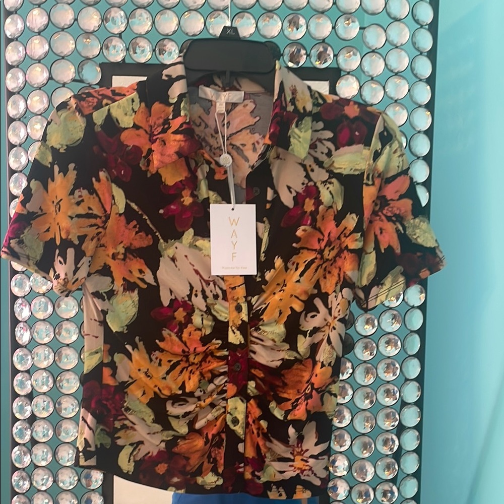 Wayf Multicolor Floral Button-Up Blouse